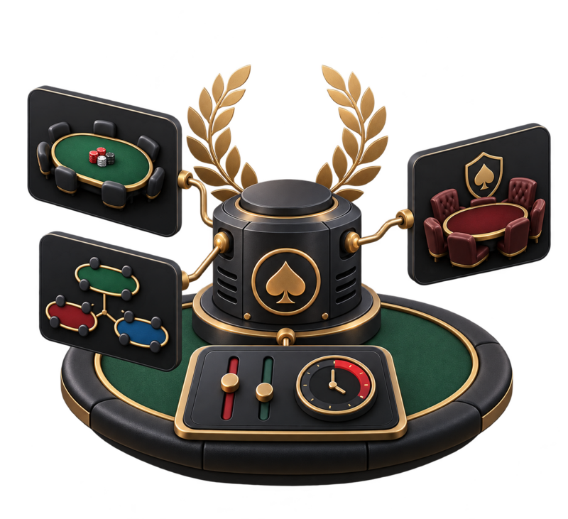 White label poker software game lobby shown on a vertical mobile screen